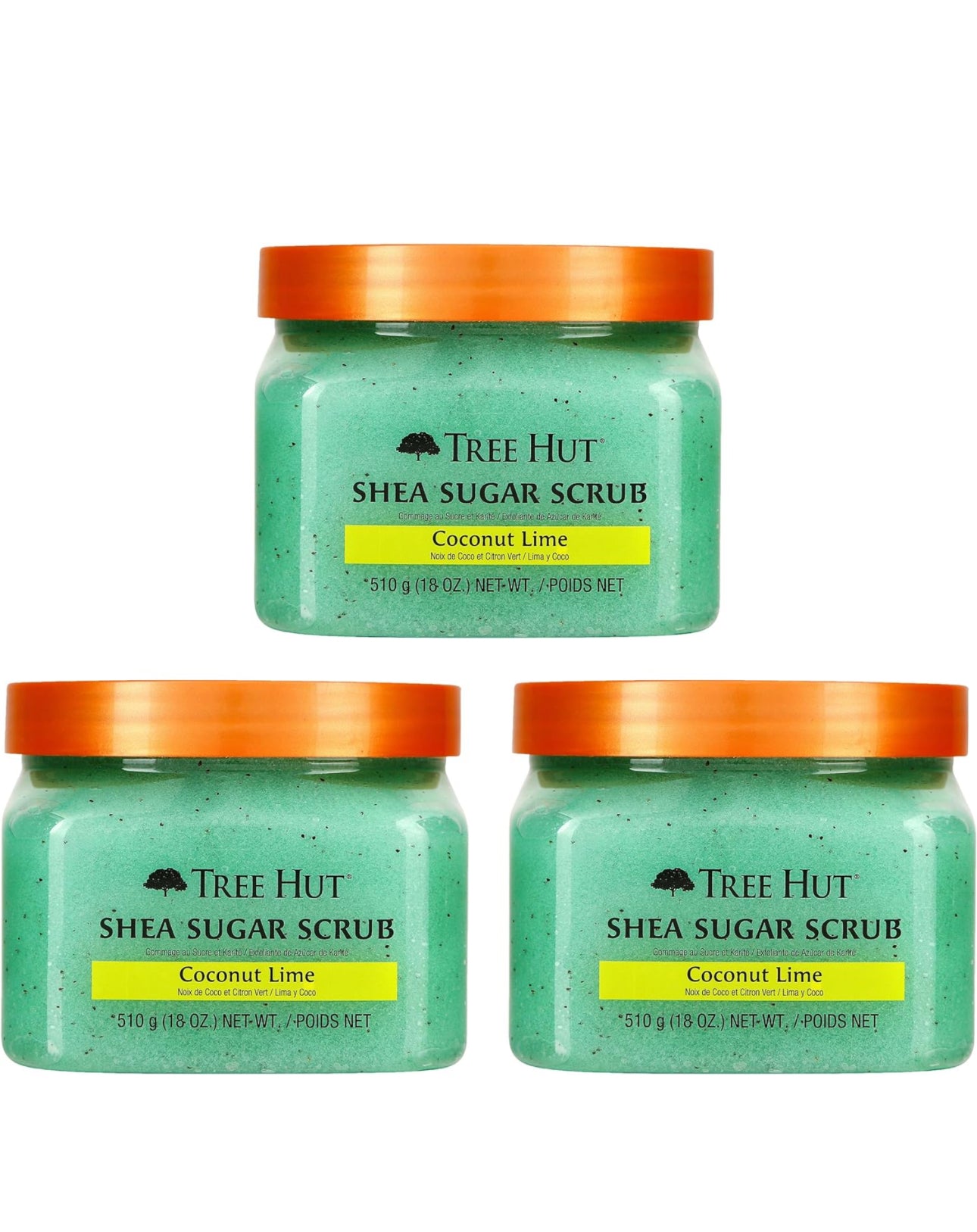 Tree Hut Shea Sugar Scrub, Coconut Lime, 18 Ounce (Pack of 3)