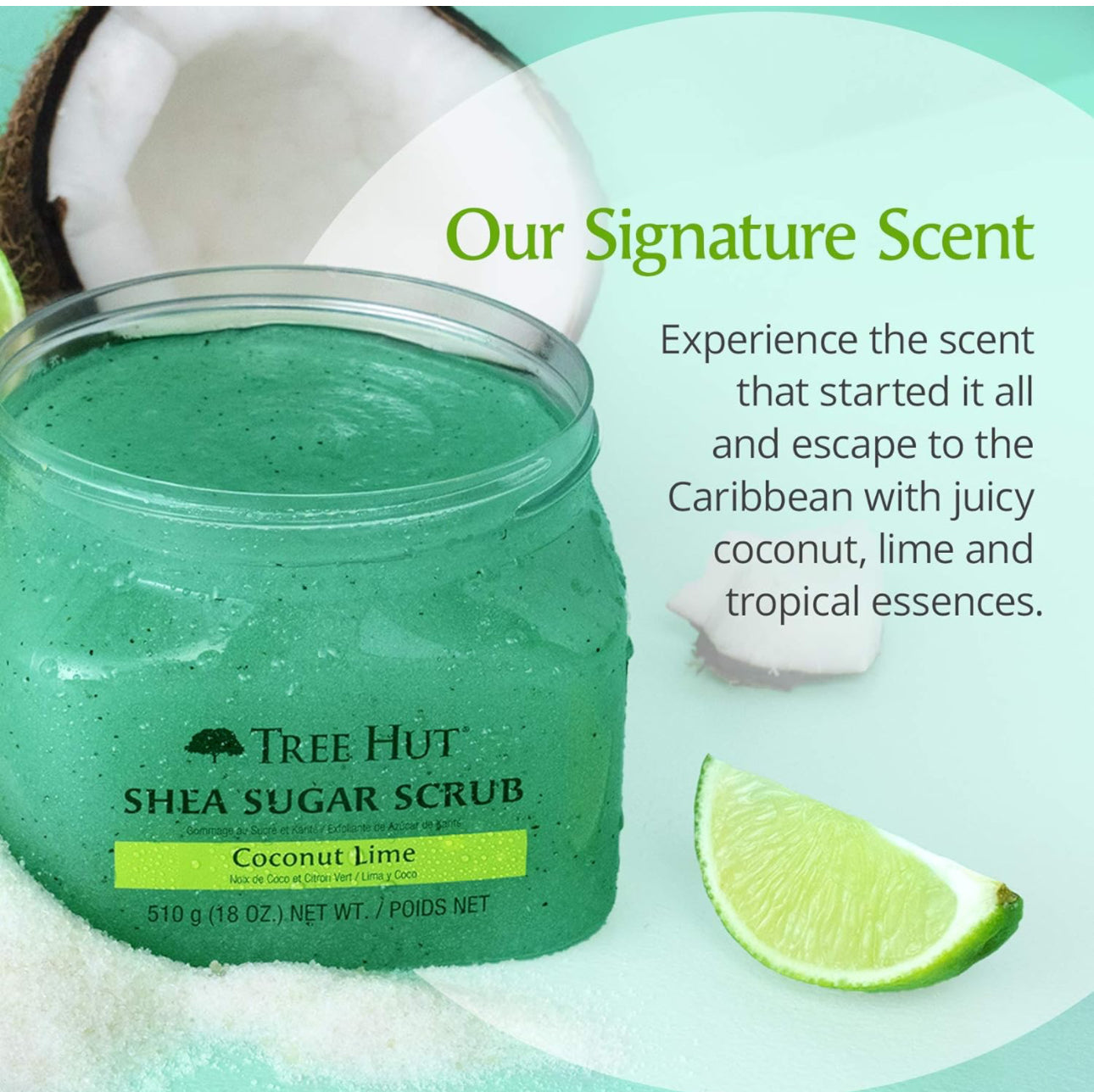 Tree Hut Shea Sugar Scrub, Coconut Lime, 18 Ounce (Pack of 3)