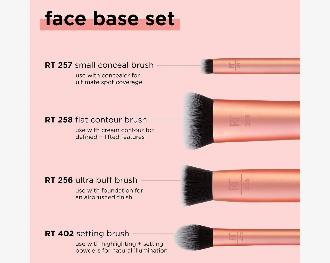Real Techniques RT Flawless Base Set 2.0 Foundation Makeup Brushes 3Piece