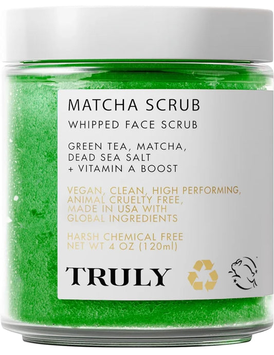 Truly Beauty Matcha Whipped Face Scrub with Green Tea, Vitamin A, Sea Salt and Sugar