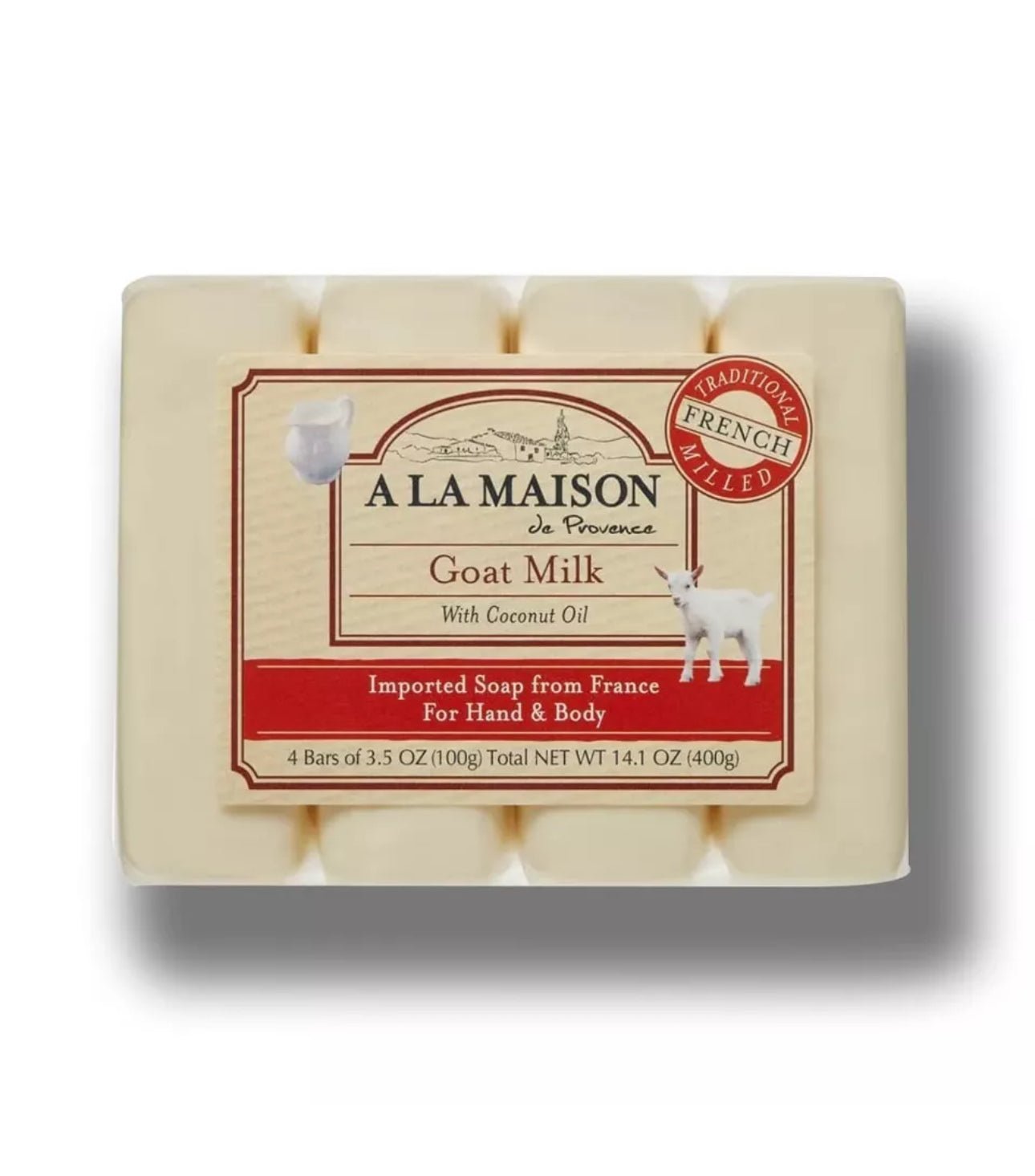 A LA MAISON Goat Milk Bar Soap - Triple French Milled Natural Moisturizing Hand Soap