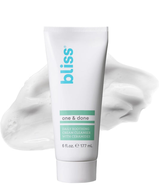 Bliss One & Done Daily Cream Facial Cleanser With Ceramides - Moisturizing Face Wash For Dry Skin 6oz