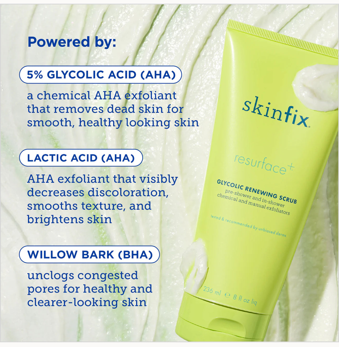 SKINFIX Resurface+ Glycolic Renewing Body Scrub Exfoliators 8 oz